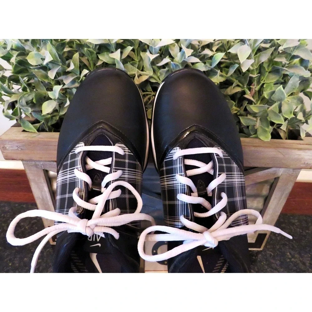 Nike Air Embellish Women's Golf Shoes 7 Black Plaid Saddle Oxford Spiked Cleats